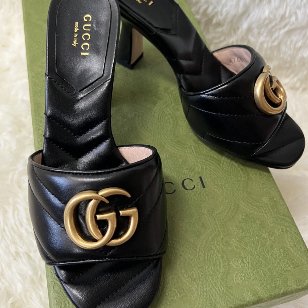 Gucci Marmont Double G Logo Slides Women's Size: 4.5 | IT 34.5